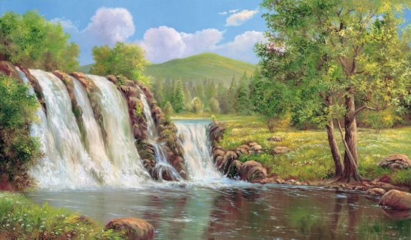 ПЛ Репродукция картины ВОДОПАД 100*60 к190, Россия