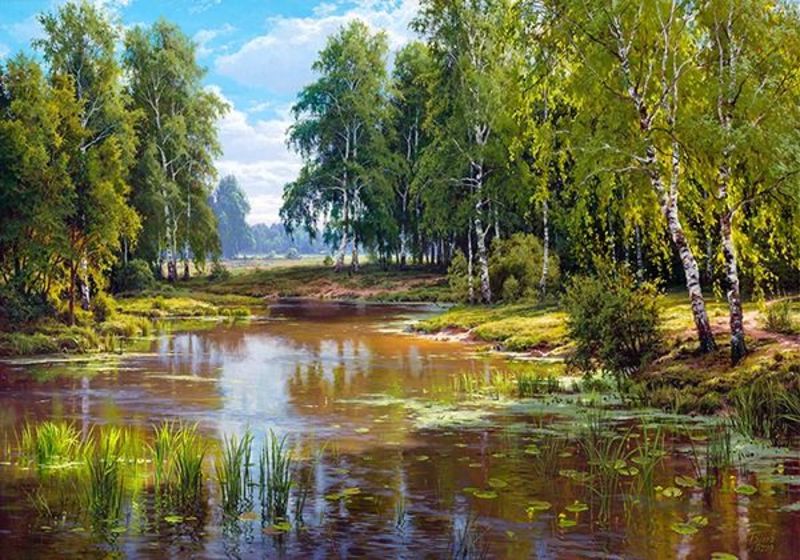 Репродукция картины Заросший пруд 100*60 см №2 БС29