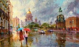 Репродукция картины Летний дождь в Питере 50*70 см №1 КВ8