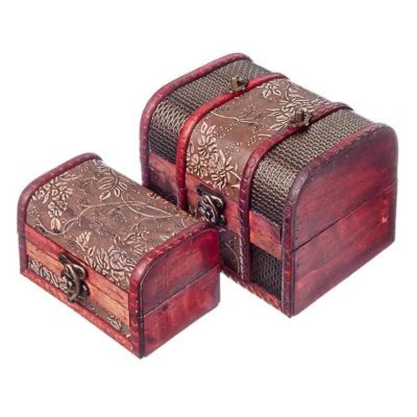 Набор сундучков 2 шт. "Вирилад" , дерево, искусств.кожа, 14,5x11,5x11,5 см, 12,5x7,5x7,5 см,504-332