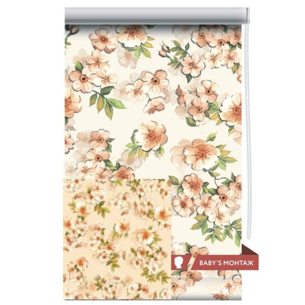 Ролет штора 55*160 цв. ЦВЕТУЩАЯ ЯБЛОНЯ персик