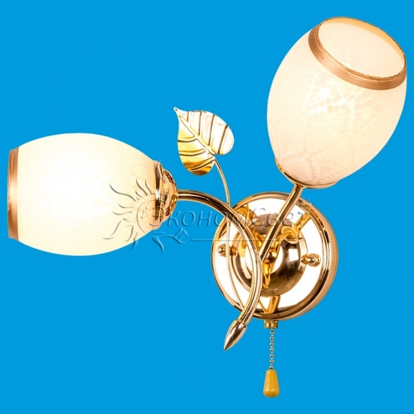Бра, 60W, Е27, стекло, 2 плафона, белый, 4552/2WFGD WT, ЭкономСвет, Китай