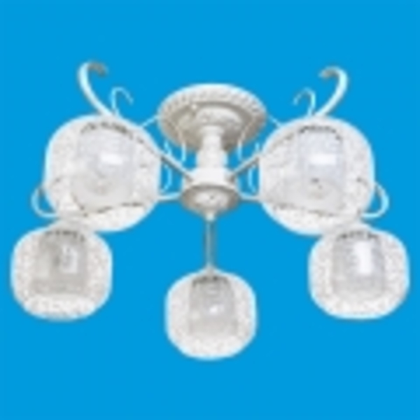 Люстра, 60W, Е14, стекло, 5 плафонов, белый, B11218/5WG, ЭкономСвет, Китай