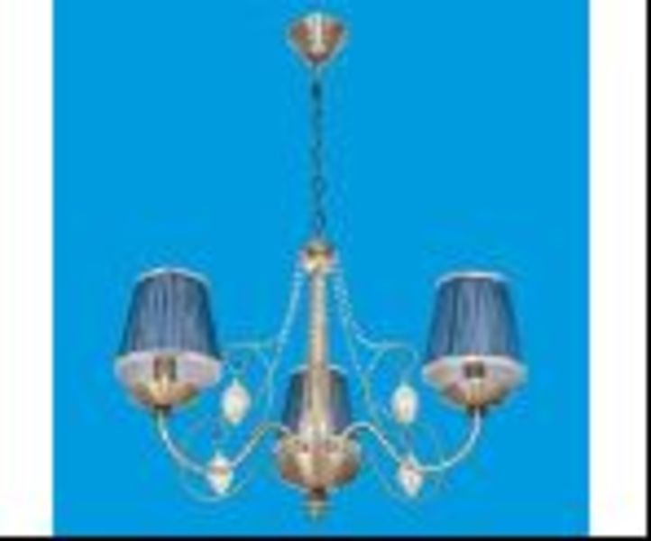 Люстра, 40W, Е14, текстиль, 3 плафона, голубой, 11279/3AB BL, ЭкономСвет, Китай