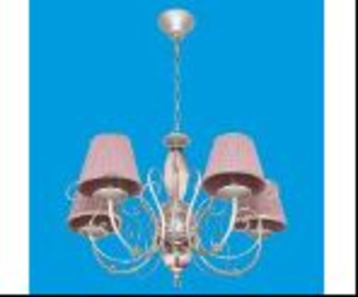 Люстра, 40W, Е14, текстиль, 5 плафонов, розовый, B11280/5 SV+ BR PK, ЭкономСвет, Китай