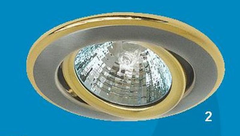 Светильник точечный, 50W, GU 5.3, встраиваемый, поворотный, никель, матовое золото, 113АА, Акцент, Китай
