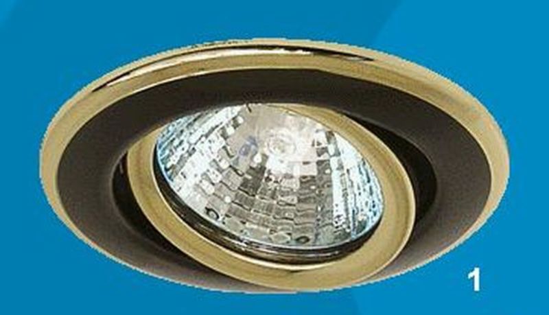 Светильник точечный, 50W, GU 5.3, встраиваемый, поворотный, черный никель, золото, 113АА, Акцент, Китай