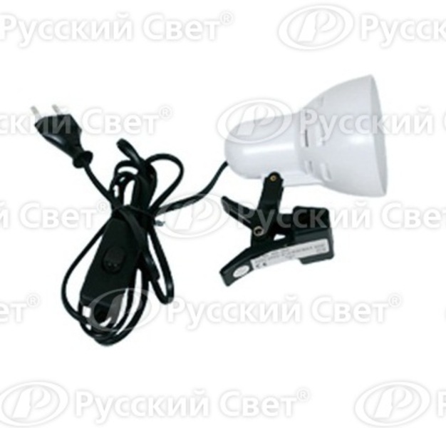Светильник-прищепка KD-304 C01 Camelion 230В 40Вт, б/лампы, белый 7187