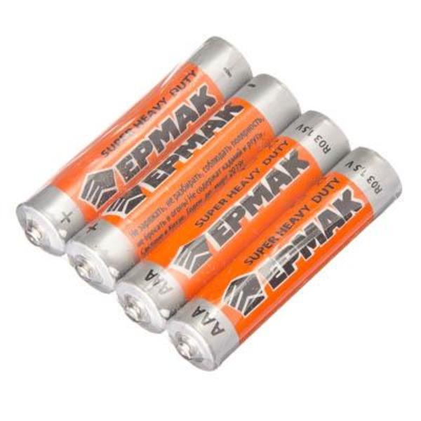 Ермак Батарейки 4шт Super heavy duty солевая тип ААА (R03) 634-009