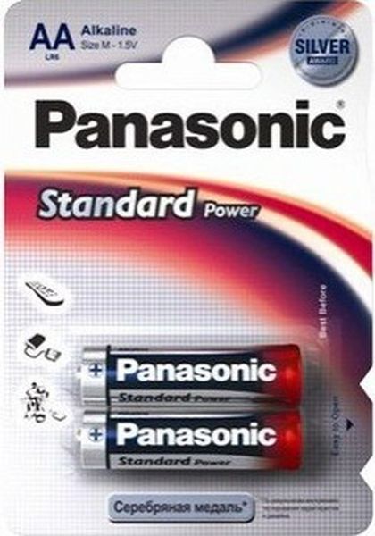 Батарейка щелочная PANASONIС LR6(АА) Standart Power  (Everyday Power) 1,5В бл/2