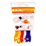 Набор стяжек LUX (5шт) 1,2*20см для шнуров/проводов цветные нейлоновые с липучкой