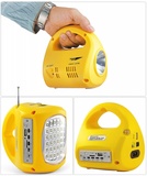 Фонарь Яркйи луч LA-FM аккум, 2 реж, FM-радио, MP3, USB-выход, зарядка 220В