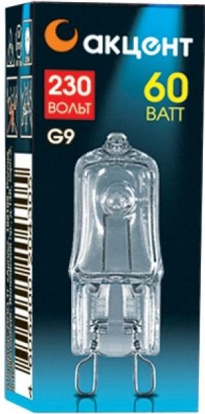 Лампа галоген. АКЦЕНТ JCD 230B 60W G9 CL капсульная прозрачная