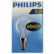 Лампа накаливания PHILIPS P45 230V 60W E14 шарик прозрачный (clear)