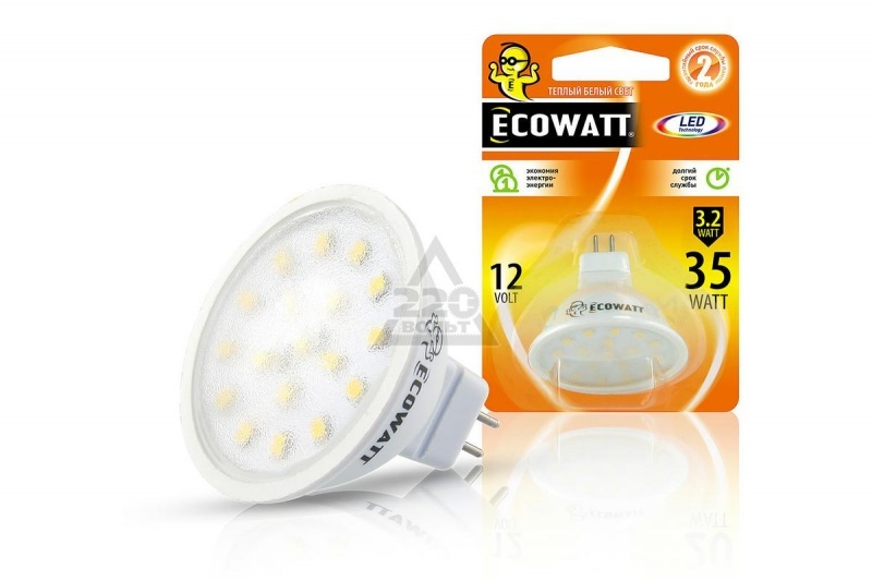 Лампа светод.ECOWATT MR16 230 B 3.2(35) W2700К GU5.3 теп. бел. свет