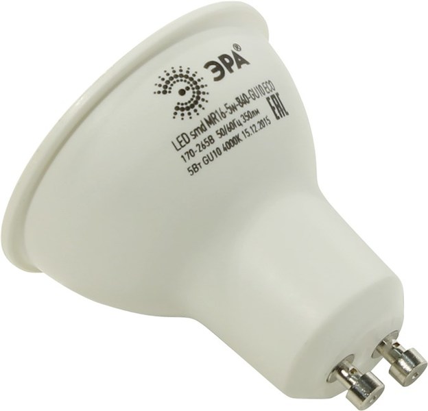 Лампа светодиод. ЭРА LED smd MR16-5W-840-GU10 ECO