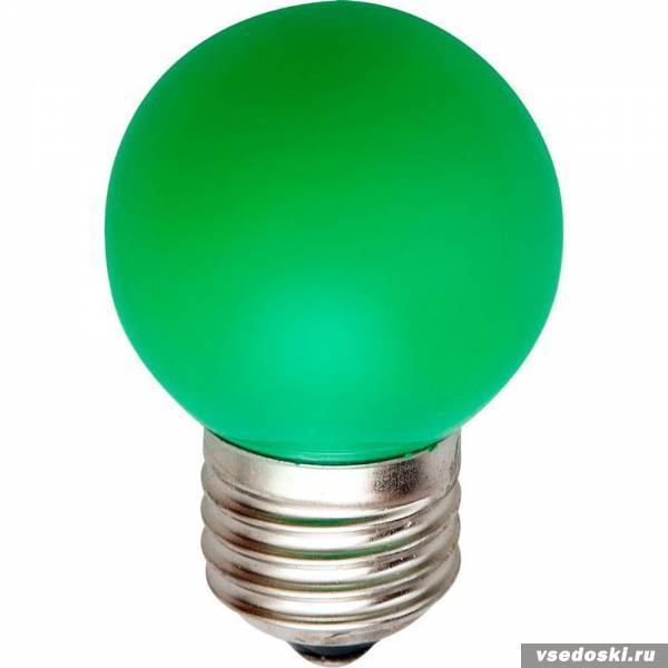 Лампа светодиодная d-45 3LED E27 зел.  NEON-NIGHT 405-114 247186