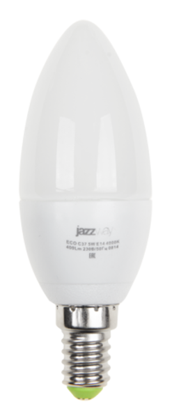 Лампа светодиодная PLED- ECO-C37 5w E14 4000K 400 Lm Jazzway