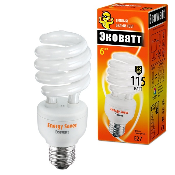 Лампа энергосбер. ECOWATT SP 23W 827 E27 53*145мм