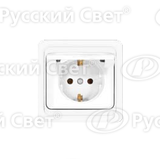 Розетка 1-м СП Валери 16А  с зазем.с крышк. бел. В0029