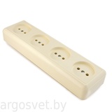Розетка 4-м Оптима РА16-402 с/к о/у  без з/к слон. к с монтаж. пласт. 250В 16А (инд. уп.)