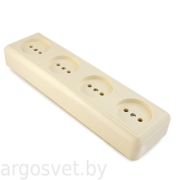Розетка 4-м Оптима РА16-402 с/к о/у  без з/к слон. к с монтаж. пласт. 250В 16А (инд. уп.)