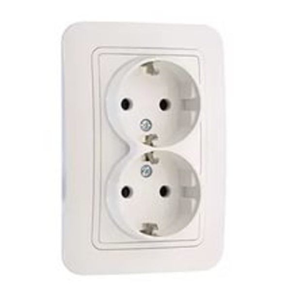 Розетка Makel Lilium Natural Kare с/у 2-х м с з/к белая 250В 16А (32.001.082)