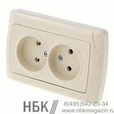 Розетка Makel Lilium Natural Kare с/у 2-х м с з/к кремовая 250В 16А (32.010.082)