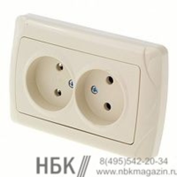 Розетка Makel Lilium Natural Kare с/у 2-х м с з/к кремовая 250В 16А (32.010.082)
