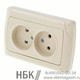 Розетка Makel Lilium Natural Kare с/у 2-х м с з/к кремовая 250В 16А (32.010.082)