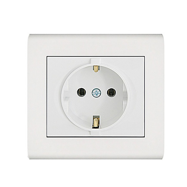Розетка Makel Lilium Natural Kare с/у с з/к белая 250В 16А (32.001.028)
