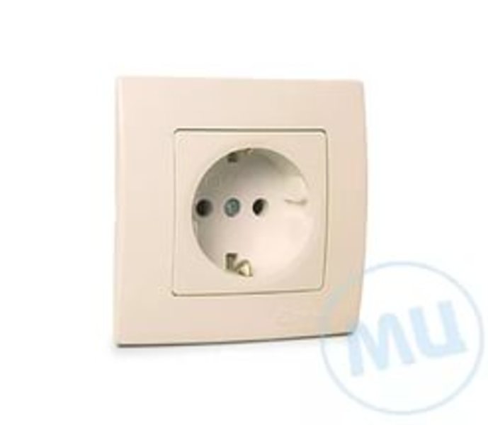 Розетка MAKEL Lillium Natural Kare с/у с з/к  кремовая, 250В 16А (32.010.028)