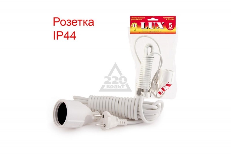 Сетевой удл-ль LUX У-101-05 1-местный б/заз 250в 10А 5м