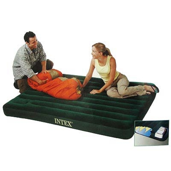 INTEX Кровать флок Downy, 99*191*22см, встр.насос, зеленый, 66927 359-065