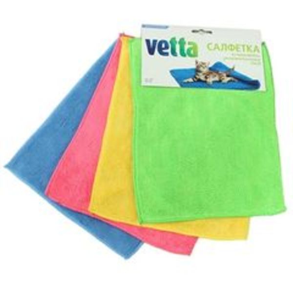  Vetta Салфетка из микрофибры супервпитывающая,25*30 см,4 цвета,448-008