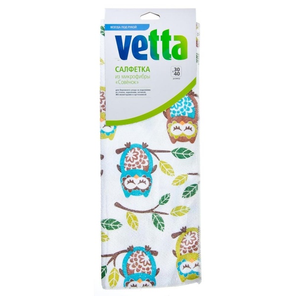 VETTA Салфетка из микрофибры,30*40 см, Совенок,448-093