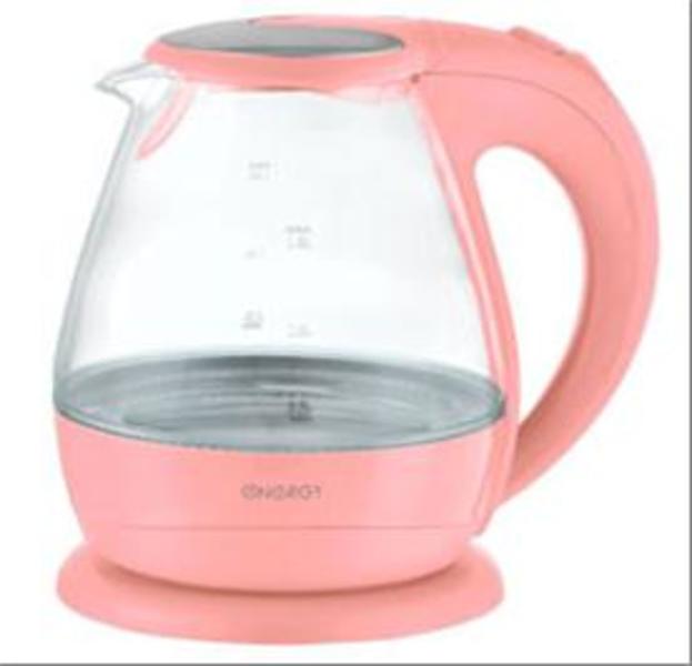 Чайник ENERGY E-266 (1,5л, диск) стеклянный, розовый 153242