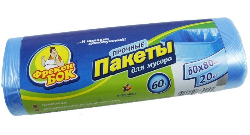 Пакет мусорный, 60л/20шт, пр.ассорт., Фрекен БОК, Россия