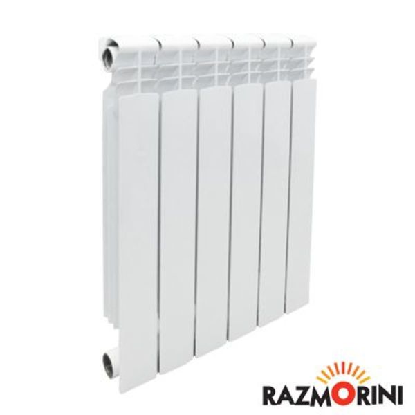 Радиатор Razmorini 500 биметал, 6 секций, 1086Вт, Рр=3МПа, Тмакс=110 (480х563х80)