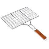 GRILLBOOM Решётка-гриль хромированная с деревянной ручкой 47х34х20см 104-029