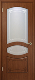 Дверное полотно Версаль-1(орех 609 )ДО 600*2000 стекло художественное белое, Россия