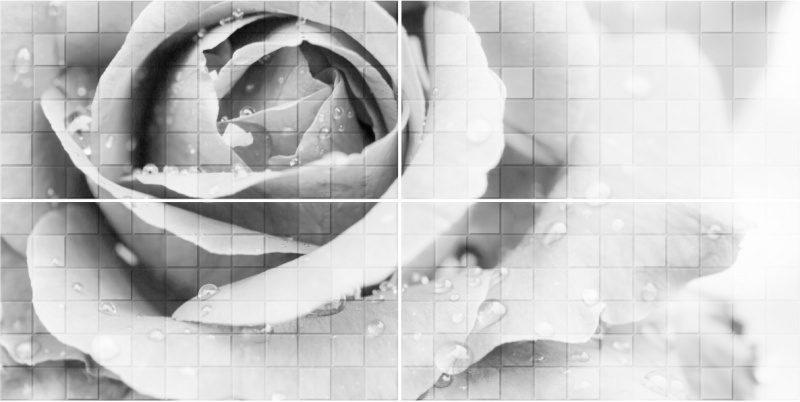 UNICA 1608-0109  декор панно  Graphite Роза 80*40 (2) Global Tile