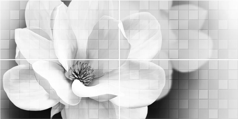 UNICA 1608-0110 декор панно  Graphite Магнолия 80*40 (2) Global Tile