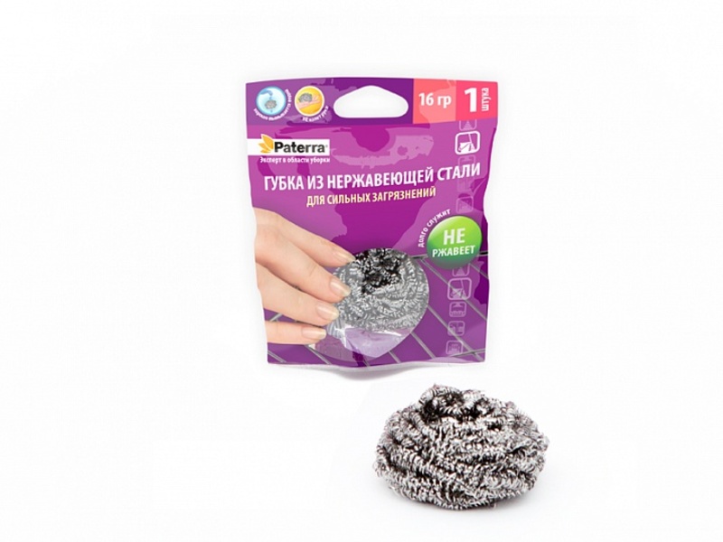 Губка для посуды металическая,спираль PATERRA