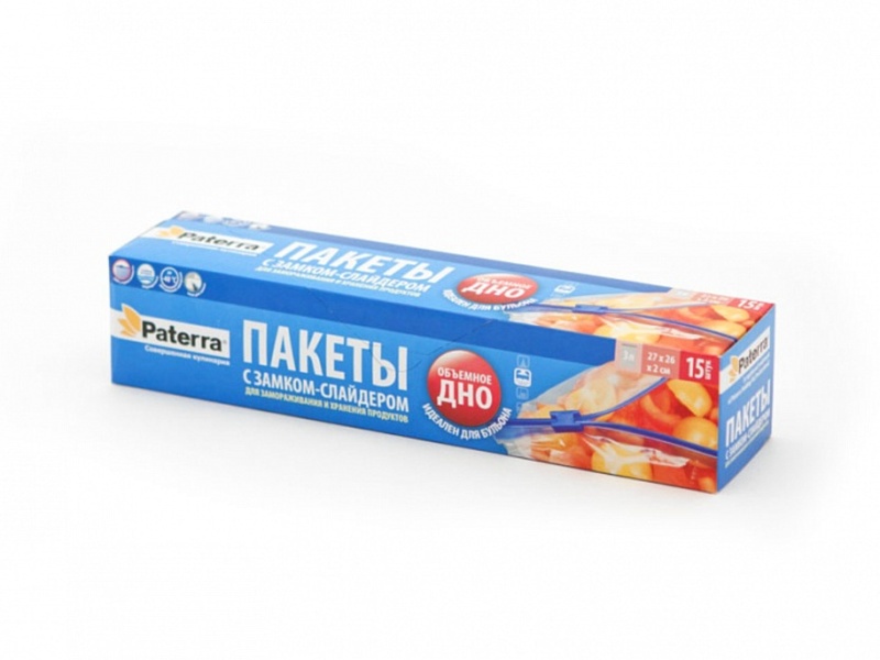 Пакеты со слайдером для замораживания и хранения, 3л, 27*26*2см PATERRA