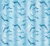 Штора д/ванной п/э Дельфины голубые 180*180 