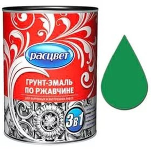 Грунт-эмаль по ржавчине алкидная зеленая  1,9кг*6 Расцвет 5304