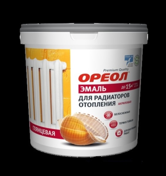 Ореол эмаль акриловая д/радиаторов отопления термостойкая глянцевая 1,1*6 7117