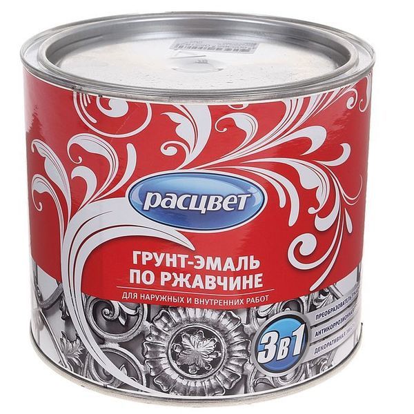 Грунт-эмаль по ржавчине алкидная серая 1,9кг*6 Расцвет 5212