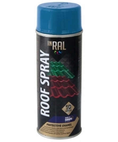 Эмаль аэроз. для металлочерепицы INRAL ROOF SPRAY, синий RAL5005, 400ml